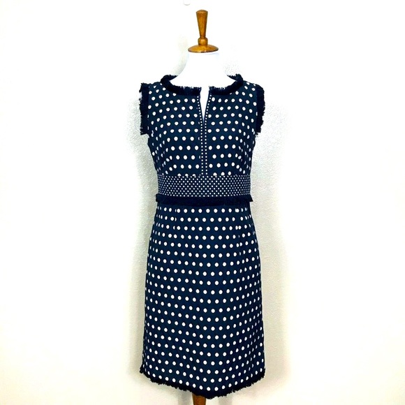 Tory Burch Dresses & Skirts - TORY BURCH: Evelyn Jacquard Navy Polka Dot Dress
